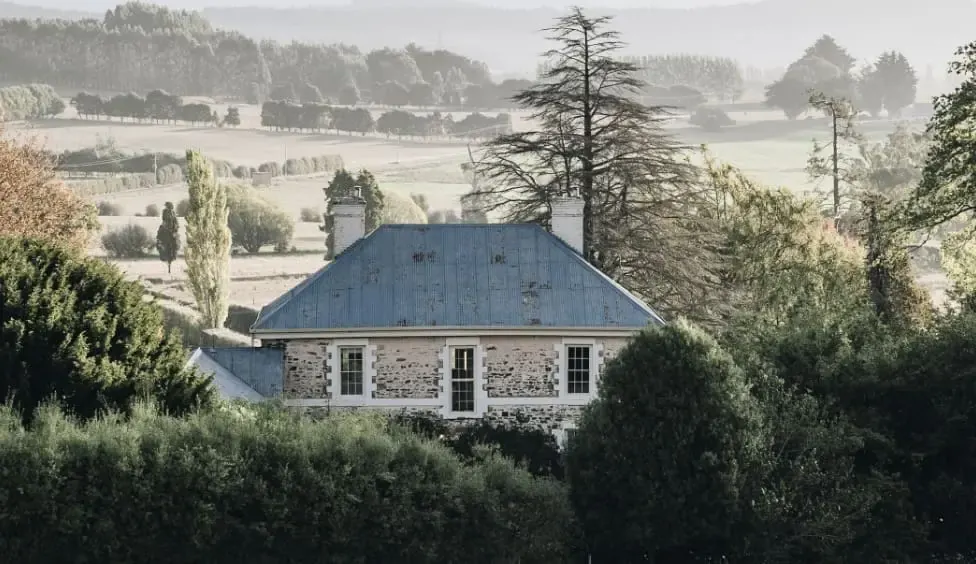 Forest Hall among trees and countryside in Tasmania